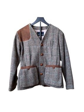 VTG Ralph Lauren Women’s Wool Houndstooth Suede Accent Hunting/Equestrian Jacket